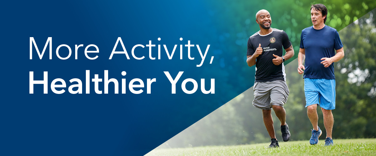 Header image of two men running in Piedmont park with the headline, "more activity, healthier you."
